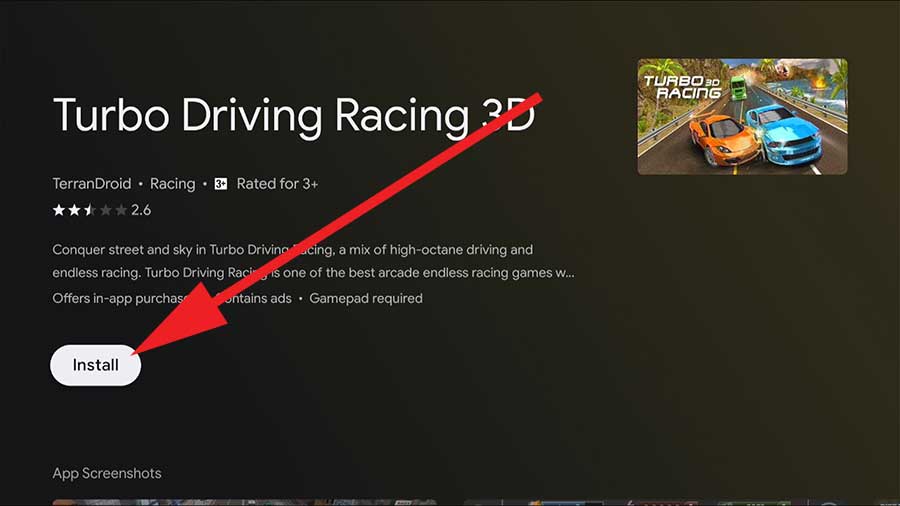 Install Turbo driving racing 3d on Android TV & Google TV