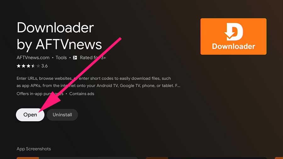 Open Downloader by AFTV once installed - Play Store